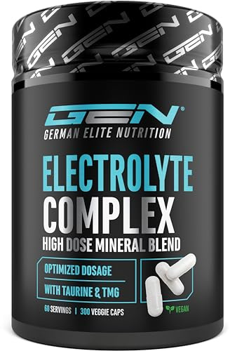 GEN GERMAN ELITE NUTRITION Electrolyte Complex - 300 Kapseln | mit Taurin & Betain (TMG), Natrium, Kalium, Magnesium & Calcium, 3600 mg pro Tagesportion, 60 Portionen, Laborgeprüft