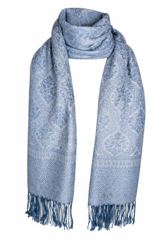 Orientaè 100% Kaschmir Schal Damen – 70x170 cm – Leicht, Extra Weich & Hautfreundlich – Elegante Stola für Herbst, Winter & Frühling – Eingewebtes Ornament