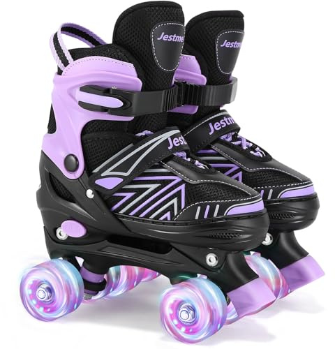 Rollschuhe Kinder Verstellbare Mädchen Damen, rollerskates Kinder Schuhe mit Rollen für mädchen 4 Größen verstellbar Rollerskates