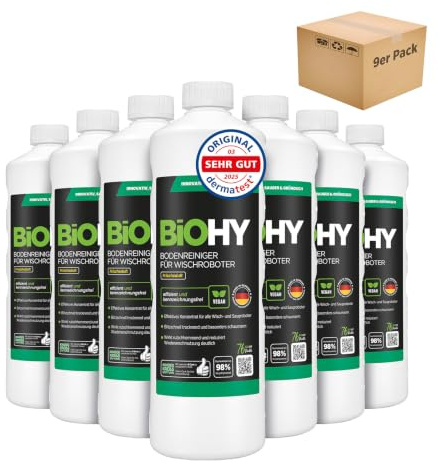 BiOHY Bodenreiniger für Wischroboter (9 x 1 Liter), Reinigungsmittel | Kompatibel mit Roborock, Dreame, Ecovacs, Tineco, Mova und Bissell Wisch- und Saugrobotern sowie Saugwischern