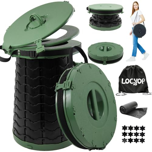 LOCYOP Campingtoilette Faltbar,Kompakt Mobile Toilet Φ 40 cm,Camping WC Höhe 8 bis 50 cm,Campingklo Wandern Festivals Garten Reisetoilette BBQ,Trockentoilette Maximalbelastung 400 Kg