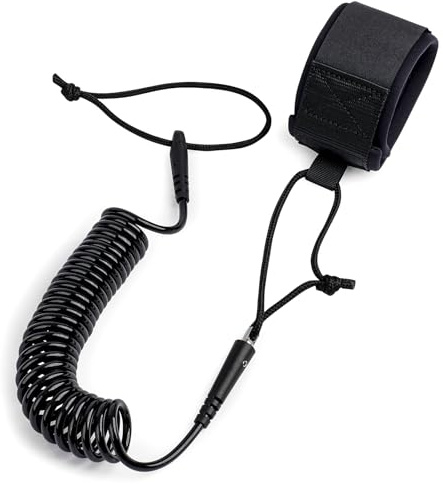 Abahub SUP Leash Coil, 10ft 5mm Schwarz, Universal für PKW, SUV, Van, Fahrrad, Wasserfahrzeug & mehr, Polyester, Klettverschluss, 304.8cm, 1 Stück