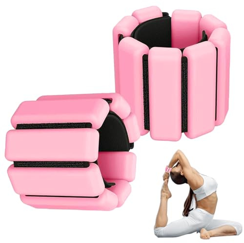 Tragbare Gewichtsmanschetten, 2 Stück Verstellbare Handgelenkgewichte, 2 lb Handgelenk Gewichte Set, Knöchelgewichte, Tragbares Handgelenk, Silikon Fitness Gewichte, für Joggen, Yoga, Aerobic(Rosa)