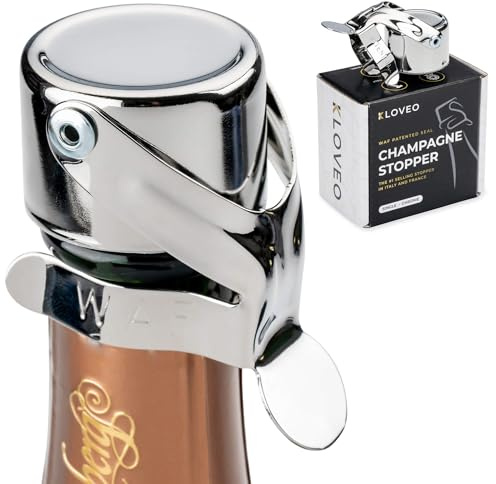 Sektverschluss Kloveo - WAF Dichtung - Italienische Herstellung Champagner Verschluss, Sektflaschenverschluss, ideal für Champagner, Prosecco, Cava und Schaumweine Flaschenverschluss