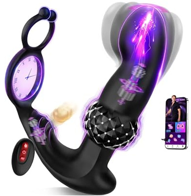 Upgraded AI-sync Analvibratoren für Mann Prostata Stimulation Männer, 30°Aufwärtsdesign Diamantartiger Analplug für Männer mit Dual Penisring, Vibratorensets Sex Spielzeug Anal Vibrator mit 7+7 Modi