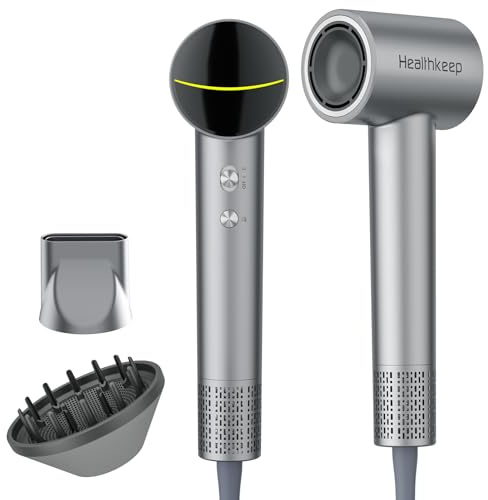 Healthkeep Föhn Negativen Ionen mit 2 diffusor, Haartrockner 200-Million-Ionen leise Fön(<78 dB) 1600W von 10.000 U/min Hochgeschwindigkeits Luftkanal, Haar Hair-Dryer Schnelltrocknende,Legierung