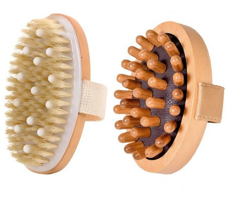 XFSRG 2 Stück Trockenbürste Lymphdrainage Dry Brush Körper Meridian Luftkissenbürste für Akupressur Massage Rückenbürste Duschbürste Peeling Körperbürste