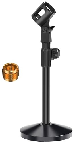 Mikrofonständer Tisch, Ohuhu Mikrofon Ständer Verstellbarer, Mikrofon Halterung mit 180° Mikrofonclip, Metall 5/8 Zoll Männlich zu 3/8 Weiblich Adapter Kompatibel mit den Eisten Mikrofonen