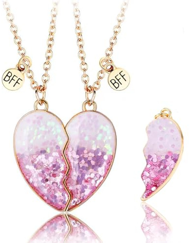 AFCJLTO 2 Stück BFF Freundschaftsketten Geburtstagsgeschenk, Beste Freunde Ketten Spleißen Herz Freundschaftskette BFF Halskette, Anhänger Süße Magnetische Halskette für beste Mädchen für Geschenk