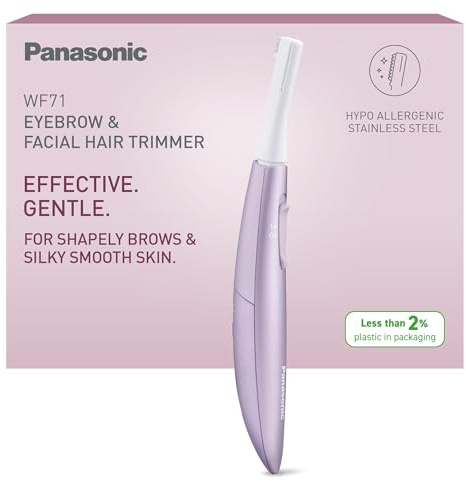 Panasonic ES-WF71-V503 Augenbrauen- und Gesichtshaartrimmer für Frauen, Augenbrauenformer, flexibler Kopf, hypoallergener Edelstahl, batteriebetrieben (AAA), Helllila
