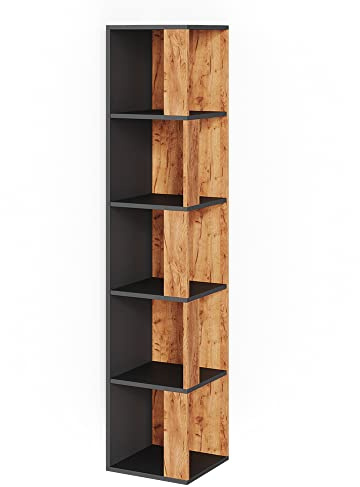 Vicco Eckregal Lio, Goldkraft Eiche, 33.3 x 162.2 cm | zur Aufbewahrung von Büchern und Deko in Raumecken