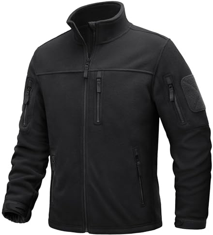 TACVASEN Herren Fleecejacke Military Fleece Army Jacket Warm Jacke Winter für Outdoor (M, Schwarz)