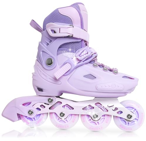 Rollschuhe Kinder für Mädchen/Kinder/Jugendliche, Verstellbare 4 Größen Inline Skates für Kinder Mädchen, geeignet für den Innen- und Außenbereich