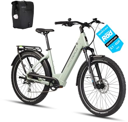 DERUIZ Quartz SUV E-Bike 27,5 Zoll Tiefeinsteiger, 250W Heckmotor 55 Nm, 48V 644Wh Akku, Shimano 8-Gang, Hydraulische Scheibenbremsen, StVZO, Damen und Herren, RH 46 cm
