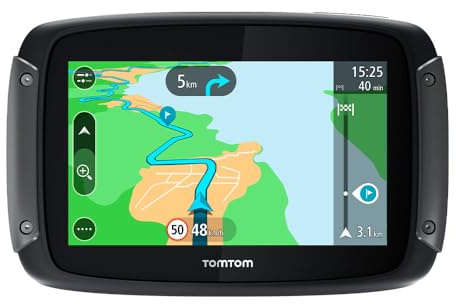 Tomtom Motorrad Navi Rider 500 (4,3 Zoll, kurvige und bergige Strecken speziell für Motorräder, Stauvermeidung Dank Tomtom Traffic, Motorrad-Halterung, Updates über Wi-Fi) Schwarz, 16GB