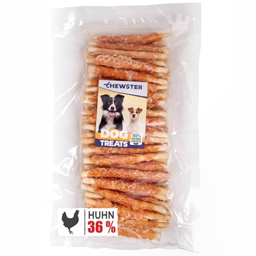 CHEWSTER Kaustangen für Hunde mit Huhn - Hundeleckerli – 800 g | 85 Kaurollen für Hunde - Hundesnacks