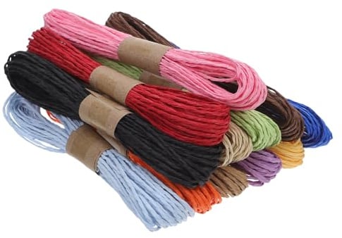 Exceart 12 Rollen Bast Papierschnüre Bast Schnur für DIY Handwerk Scrapbooking Kunstprojekt 10M (Farbe Mischen)