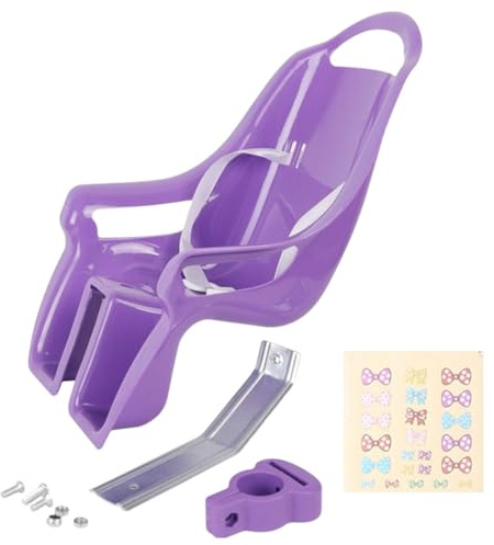Puppen-Fahrradsitz, Puppen-Fahrradkindersitz, Puppenfahrradsitz & Helm-Pack mit Aufklebern, Puppensitz für Mädchenfahrrad, Puppen und Stofftiere-Rosa, Lila