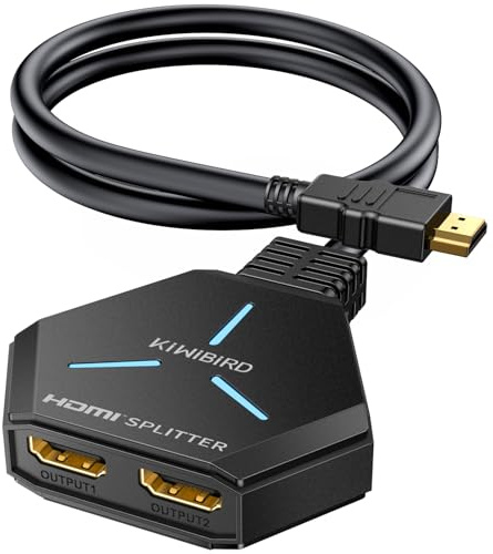 KiWiBiRD HDMI Splitter 2 Monitore Gleichzeitig 4K, HDMI Verteiler 1 in 2 Out, 2160p 1440p 1080p HDCP 3D, Kompatibel mit PS5 TV Box Fernseher Gaming PC Projektor