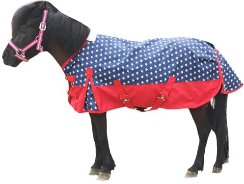 Gallopoff 1200D Pony/Shetty Pferdedecke ohne Füllung (0 g), Leichte, wasserdichte, Atmungsaktive und Reißfeste Regendecke für Fohlen, Minipferde, Zwergpferde, Kleinpferde und Miniponys
