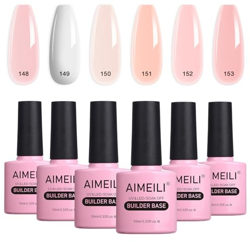 AIMEILI 6 Stück Gel Nagellack Set 5 in 1 Builder Base Für Nägel UV LED Gellack mehrfarbig ablösbarer Gel Polish Kit- Nummer 36