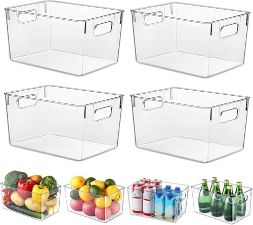 HPYLIF·H Kühlschrank Organizer, Küchen Organizer, Aufbewahrung Boxen für den Einsatz in Kühlschränken, Küchen, Schränken und Schubladen BPA frei (4 Stück, L(30x20x15CM))