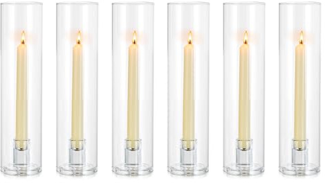 NUPTIO Glaszylinder für Kerzen Glas Kerzenhalter: 6 Stücke Ohne Boden | 30cm Hoch Kerzenständer Stabkerzen Windlicht Hochzeit Zylinder Party Tisch Tafel Tafelaufsatz Esszimmer Deko