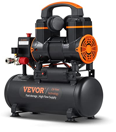 VEVOR Kompressor 8L Silent Druckluftkompressor 900W (1,2PS) 3,5 MPa, 2800U/min, 70dB, 6-8Bar, Ölfreier Druckbehälter Flüsterkompressor Ideal zum Aufpumpen von Reifen Autoreparaturen Holzarbeiten