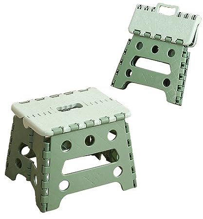 Falthocker für Kinder und Erwachsene,Kleiner Klapphocker,Hocker Kinder Klappstuhl,Klapptritt für Badezimmer,Faltbar Küchenhocker Klapptritt(Grün oder grau zufällig