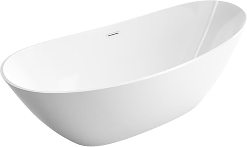 Bernstein Freistehende Badewanne Bellagio 2.0 – Acryl-Wanne, doppelwandig für langanhaltende Wärme, 180 x 80 x 69 cm, Weiß glänzend, inklusive Siphon, modernes Design