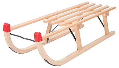Colint Davos Schlitten Classic Holzschlitten für Kinder und Erwachsene, Schlitten Größe 100 x 32 x 26 cm