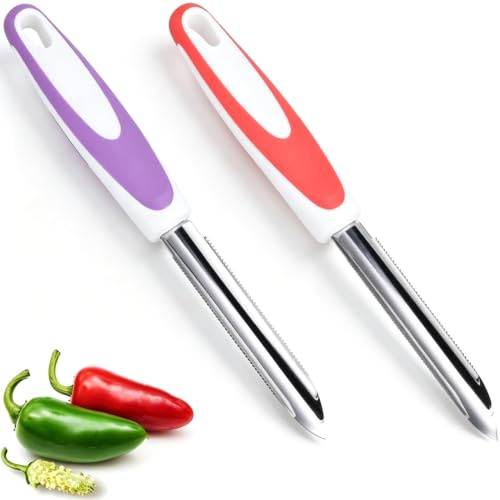 2 Stück Zucchiniaushöhler, Entkerner Edelstahl Chili Entkerner Entferner, Edelstahl Zucchini-Entkerner, Entkerner Ausstecher Aushöhler Für Gemüse, Paprika, Chili, Gurke, Gemüse
