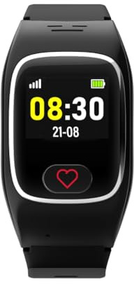 James B8 Notruf- & Sicherheitsuhr für Senioren (Schwarz) mit GPS, Sturzerkennung, SOS-Knopf, Pulsmessung & Gesundheitsfunktionen, Familien-App, lauter Alarm, inkl. SIM-Karte & 2 Gratis-Monate Tarif