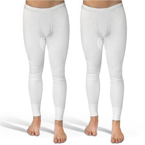SES Lange Unterhosen Herren Feinripp 2er Pack S - 4XL mit Eingriff & Weichbund aus Baumwolle/Bequeme Unterhosen Männer lang/Herren Unterhosen langes Bein