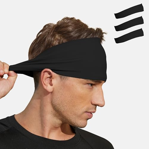 VIMPEP Sportstirnbänder für Herren, Nicht rutschfest, weiches Tragegefühl, Schweißband, Trainingsstirnband zum Laufen, Radfahren, Basketball, Tennis, dehnbares, schnell trocknendes Haarband