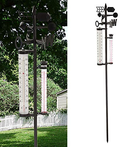 Cepewa Cepewa Gartenwetterstation, Barometer, Regenmesser, Thermometer, Windgeschwindigkeit, 150 cm