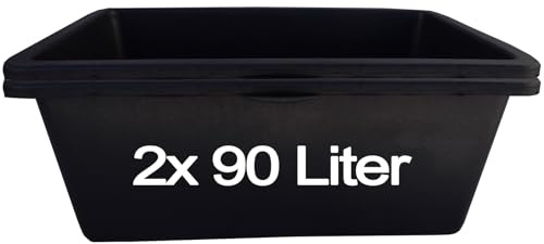 BURI Mörtelkasten Set 2 Stück (90L) - Robuste Mörtelkästen, Pflanzkübel, Maurerkasten für Baustelle, Garten & Heimwerkerprojekte, UV-beständig, stapelbar