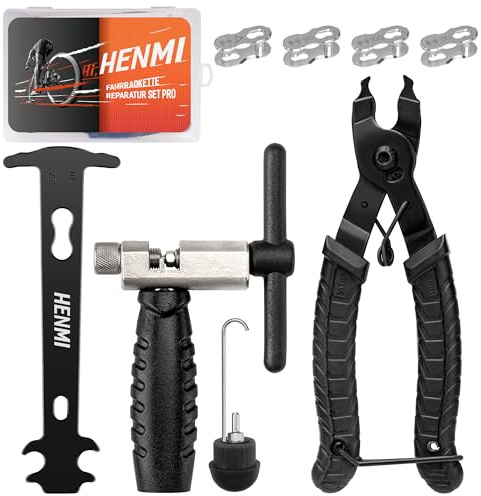 HENMI Kettennieter Fahrrad | Kettenzange, Kettenschloss Zange und 4 Paar Fahrradketten Nieten für 6-12 Fach Fahrradkette Werkzeug