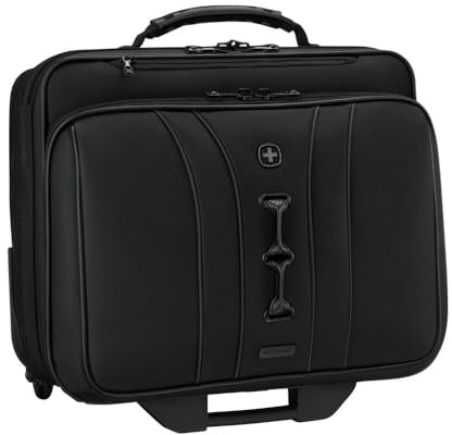 WENGER Legacy Black Series Aktenkoffer, Laptop-Tasche zum Rollen, Trolley, Notebook bis 15,6 Zoll, 29 l, Büro Business Uni Schule, Schwarz, 653631