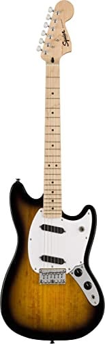 Squier Sonic Mustang E-Gitarre, 2-Color Sunburst, Shortscale, Ahorn, ideal für Einsteiger