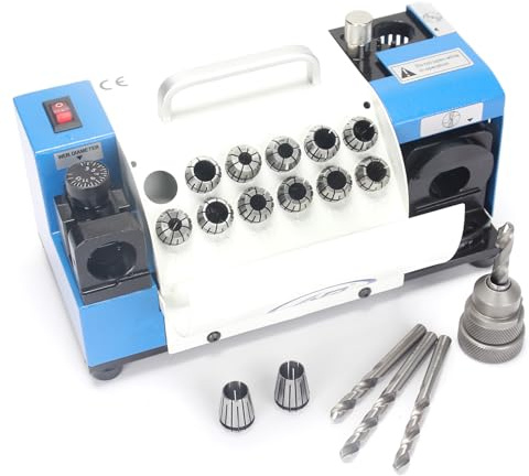 Drill Bits Sharpener, MR-13A Drill bit Grinding Machine 3-15mm, 95° to 135° Point Angle Adjustable Drill Bit Re-Sharpener, Portable Bits Sharpening Machine with 13 Collets MR-13A