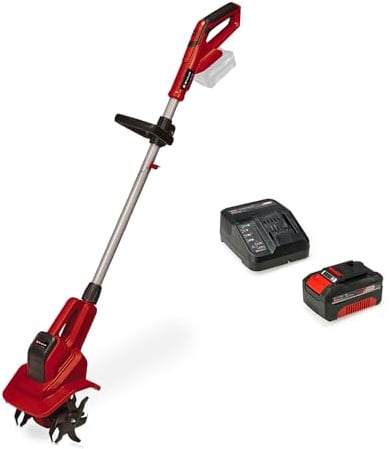 Einhell Akku-Bodenhacke GE-CR 18/20 Li E Power X-Change (18 V, Li-Ion, elektronische Drehzahlregulierung, 4 Hackmesser, Zusatzhandgriff, inkl. 4,0 Ah Akku und Ladegerät)