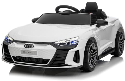 LEADZM Elektro Kinderauto mit Musik & Hupe & Scheinwerfer, 12V Kinder Elektroauto Kinderfahrzeug, 3-5km/h für Kinder (Weiß)
