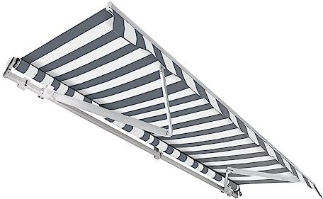 Toboli Gelenkarmmarkise 3x2,5m Anthrazit/Weiß Sonnenmarkise für Wandmontage Markise mit UV-Schutz