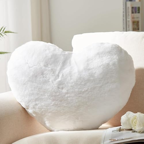 Chingcoo Herz Kissen, 40 * 35CM Kuschelkissen, Kuschelkissen geeignet für Wohnzimmer Sofa Schlafzimmer Bett Kissen Ästhetik (Weiß1)