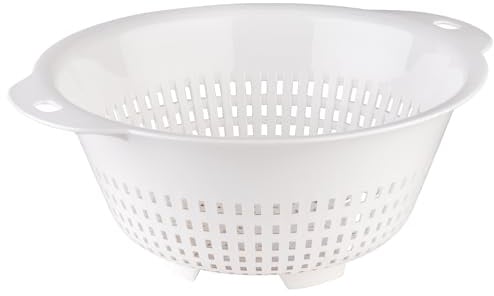 APS 786 Seiher, Küchensieb mit Ø 27,5 cm, Höhe 12 cm, Nudelsieb, Abtropfsieb mit ergonomischen Griffmulden, weiß