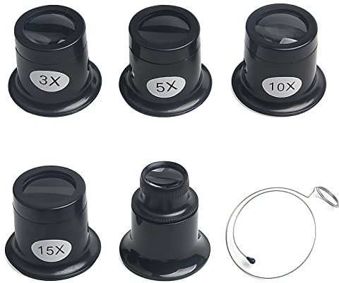 HENGBIRD Uhrmacherlupe 3x/5x/10x/15x/20x Juwelierlupe Mit Lupe Stahlring, Uhrmacher Auge Okular, Lupenbrille Monokular uhrmacher Lupe augenlupe für Schmuck,Diamanten,Uhr Hobby,Schmuck,Uhrmacher