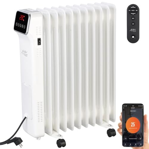Sichler Haushaltsgeräte Ölradiator WiFi: WLAN-Ölradiator mit App und Fernbedienung, Timer, 11 Rippen, 2.500 W (Heizer, Öl Heizung, Winter)