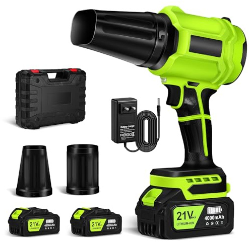 JUOIFIP Akku Laubbläser, Akku-Gebläse Turbo mit 2x4.0Ah Akkus und Ladegerät | Kabellos Laubbläser für Laub, Garten, Staub, Schnee, Leise Handgebläse, 800,000 U/Min