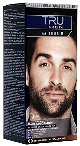 TRU Men Bart-Coloration Färbemittel, 30ml (60 - Naturbraun) – Perfekte Abdeckung grauer Haare für ein natürliches Bartstyling